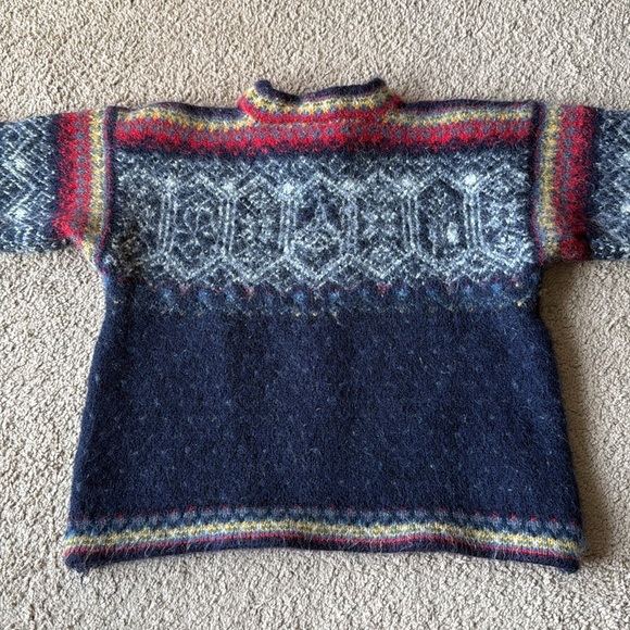 Dale of Norway Wool Fair Isle Nordic Colorful Navy Red Winter Sweater - Picture 2 of 7